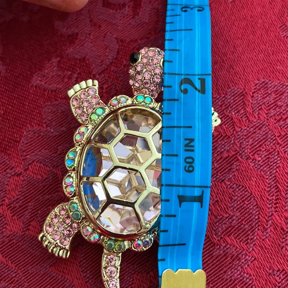 NEW PINK RHINESTONED TURTLE BROACH